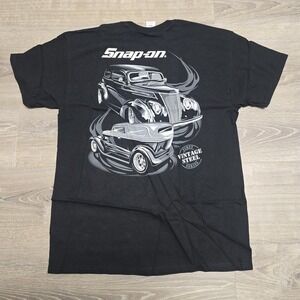 New Snap-On Vintage Steel Series Hot Rod T Shirt Mens Large Black Gildan